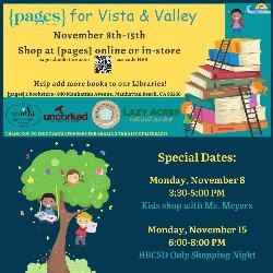 HVPTO Book Event at Pages a bookstore benefitting HVS Libraries
